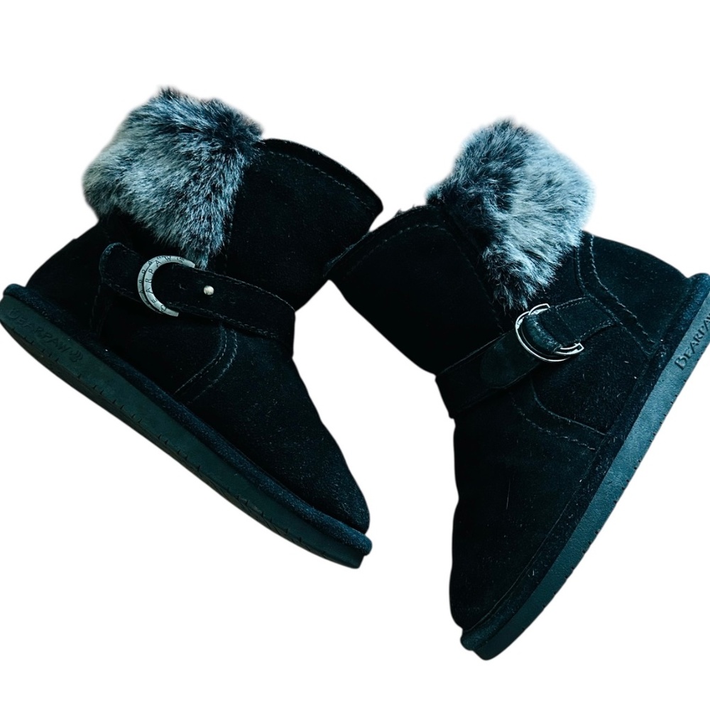 Bearpaw Boo Youth Big Kids Girls Winter Black Boot Youth Size 3 Suede